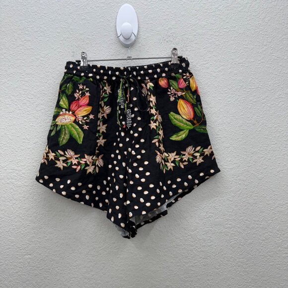 FARM Rio Pants - Farm Rio Cocoa Paradise Black Floral Hi Rise Shorts 300575 Womens size Small